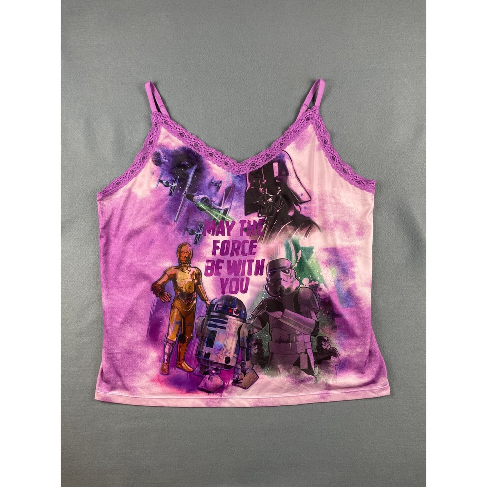 Star Wars Tie Dye Cami Tank Top Streetwear Geek Purple Polyester Spandex 2X